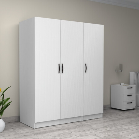 Ντουλάπα Ρούχων Victoria Megapap Τρίφυλλη Χρώμα Λευκό 150x60x181εκ.