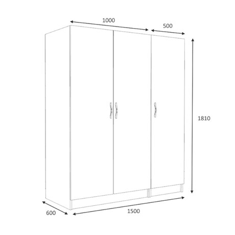 Ντουλάπα Ρούχων Victoria Megapap Τρίφυλλη Χρώμα Λευκό 150x60x181εκ.