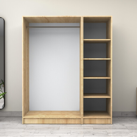 Ντουλάπα Ρούχων Victoria Megapap Τρίφυλλη Χρώμα Φυσικό Οξιάς 150x60x181εκ.