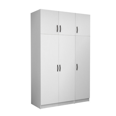 Ντουλάπα Ρούχων Victoria Megapap Τρίφυλλη με Πατάρι Χρώμα Λευκό 150x60x240εκ.