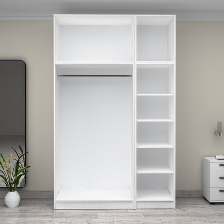 Ντουλάπα Ρούχων Victoria Megapap Τρίφυλλη με Πατάρι Χρώμα Λευκό 150x60x240εκ.