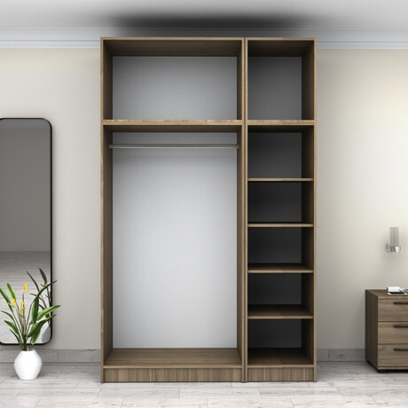 Ντουλάπα Ρούχων Victoria Megapap Τρίφυλλη με Πατάρι Χρώμα Καρυδί 150x60x240εκ.