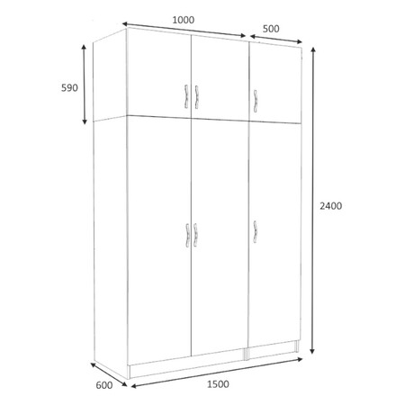 Ντουλάπα Ρούχων Victoria Megapap Τρίφυλλη με Πατάρι Χρώμα Καρυδί 150x60x240εκ.
