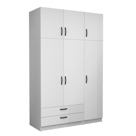 Ντουλάπα Ρούχων Victoria Megapap Τρίφυλλη με Πατάρι και Συρτάρια Χρώμα Λευκό 150x60x240εκ.