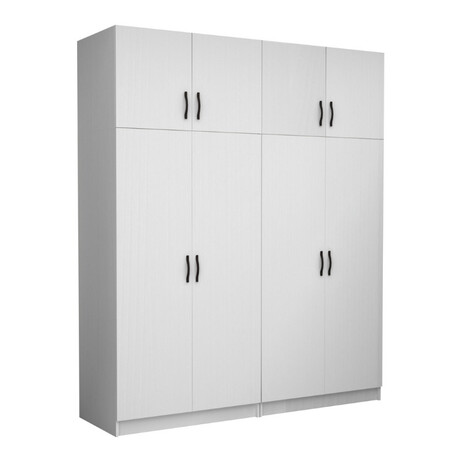 Ντουλάπα Ρούχων Victoria Megapap Τετράφυλλη με Πατάρι Χρώμα Λευκό 200x60x240εκ.