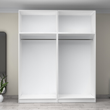 Ντουλάπα Ρούχων Victoria Megapap Τετράφυλλη με Πατάρι Χρώμα Λευκό 200x60x240εκ.