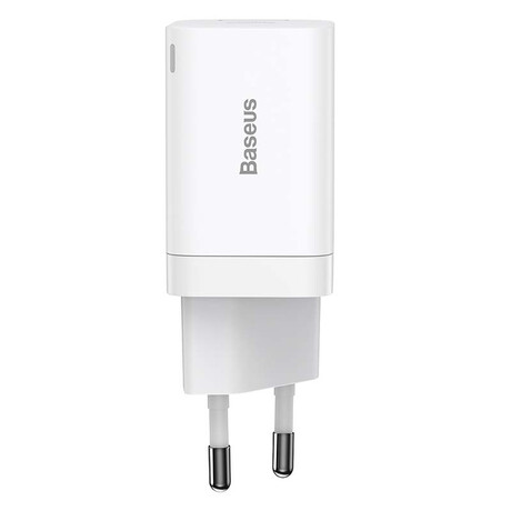 Baseus Γρήγορος Φορτιστής Super si pro  usb + usb-c 30w (Λευκό)