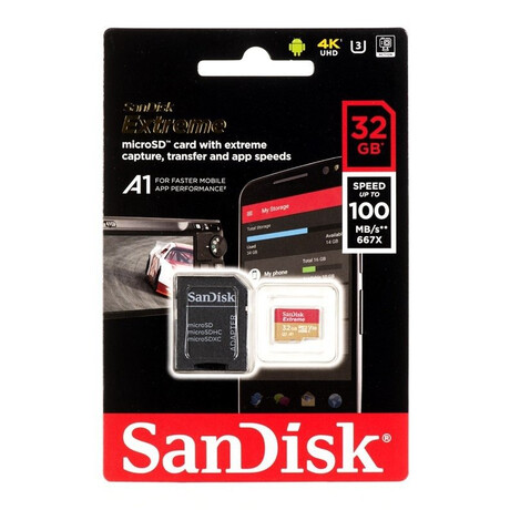 Memory Card Sandisk Extreme Microsdhc 32gb 100/60 Mb/s v30 a1 u3 4k (Sdsqxaf-032g-Gn6ma) Memory Card Sandisk Extreme Microsdhc 32gb 100/60 Mb/s v30 a1 u3 4k (Sdsqxaf-032g-Gn6ma)