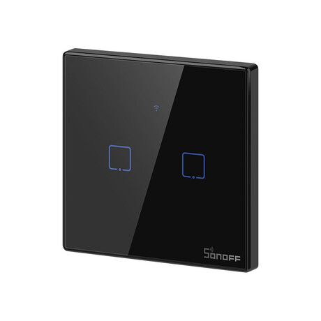 Sonoff Έξυπνος Διακόπτης Χωνευτός Wifi + rf 433 t2 eu tx (2 Καναλιών) (Μαύρο)