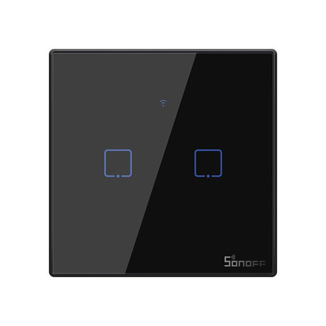 Sonoff Έξυπνος Διακόπτης Χωνευτός Wifi + rf 433 t2 eu tx (2 Καναλιών) (Μαύρο)