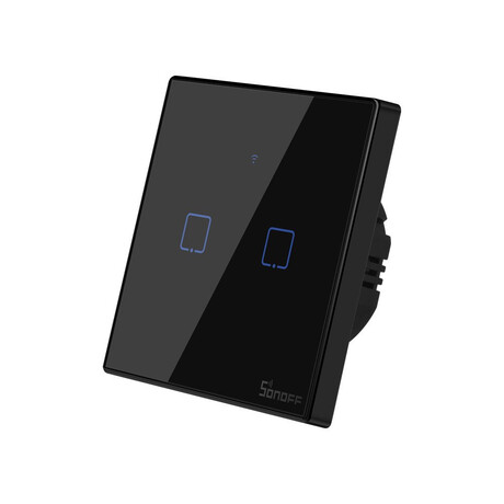 Sonoff Έξυπνος Διακόπτης Χωνευτός Wifi + rf 433 t2 eu tx (2 Καναλιών) (Μαύρο)