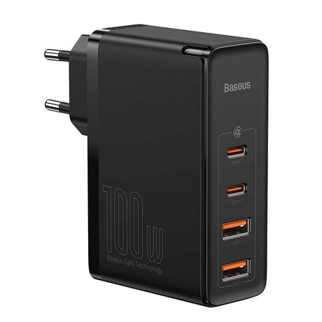 Baseus Φορτιστής Ταξιδιού Gan2 pro Quick 2xusb + 2xusb-c 100w eu (Μαύρο)