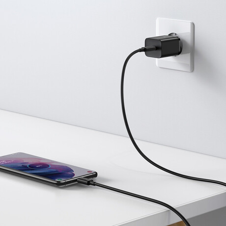 Baseus Φορτιστής Super si 1c 25w με Καλώδιο usb-c και Θύρα usb-c 1m (Μαύρο)