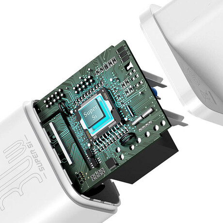 Baseus Γρήγορος Φορτιστής Super si 1c 30w (Λευκό)