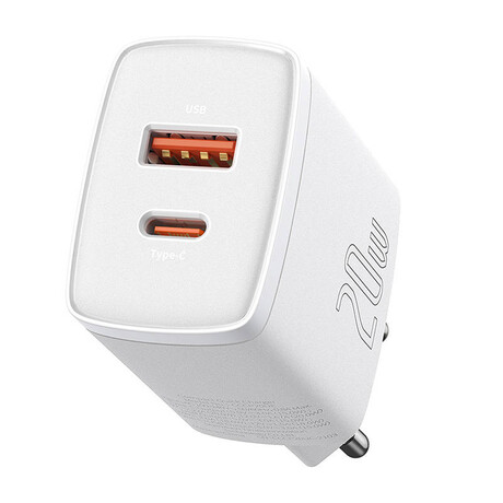 Baseus Φορτιστής Compact Quick Charger Usb, usb-c 20w (Λευκό)