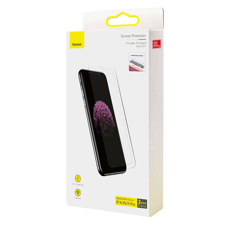 Baseus Προστατευτικό Οθόνης Tempered Glass 0.3mm Full Face για Iphone X/xs/11 pro 5.8'' (2τμχ) (Διαφανές)