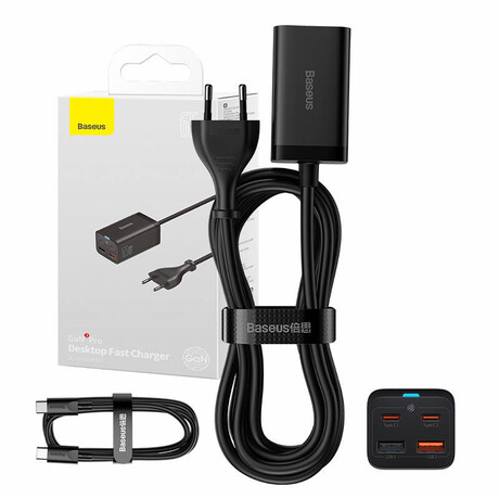 Baseus Φορτιστής Gan3 Pro, 2xusb-c, 2xusb, 65w (Μαύρο)