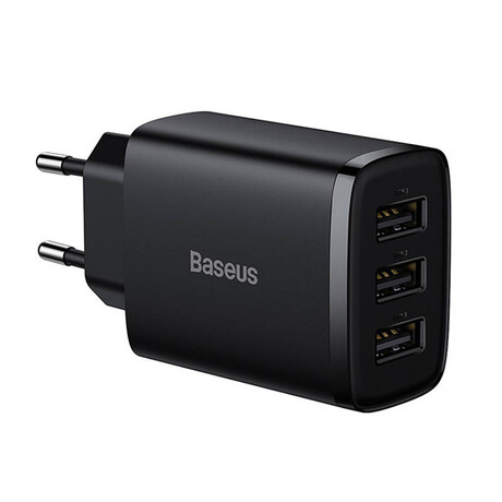 Baseus Γρήγορος Φορτιστής 3xusb 17w (Μαύρο)