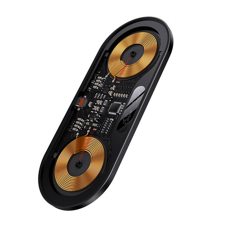 Baseus Διπλός Ασύρματος Φορτιστής qi με Ψηφιακή Οθόνη Led, 20w (Μαύρο)