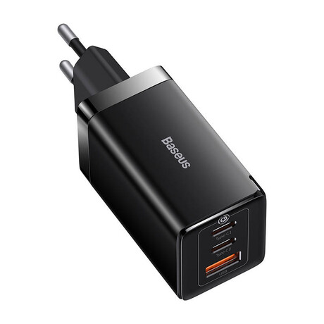 Baseus Φορτιστής Gan5 pro 2xusb-c + usb 65w (Μαύρο)