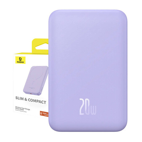 Baseus Powerbank Magnetic Mini 5000mah, usb-c 20w (Λιλά)