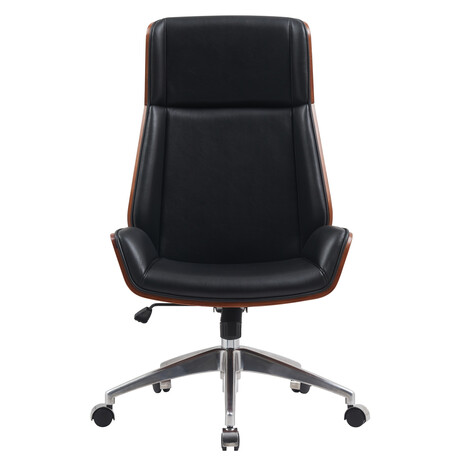 Καρέκλα Γραφείου Διευθυντή ArteLibre TITUS Μαύρο/Καφέ Ξύλο/PU/Αλουμίνιο 59x65x108.5-116.5cm