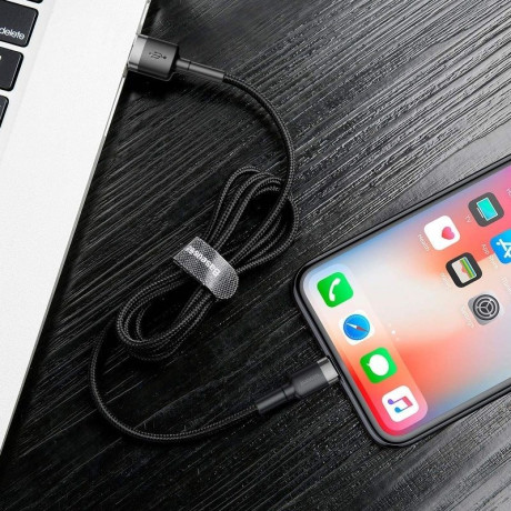 Baseus Καλώδιο usb σε Lightning Cafule 2.4a 0.5m (Γκρι/μαύρο)