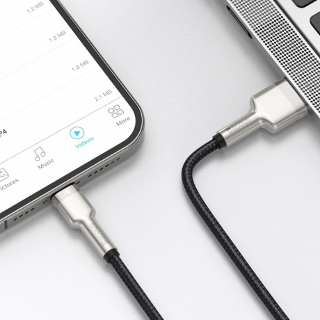 Baseus Καλώδιο usb σε Lightning Cafule Metal Braided, 2.4a, 1m (Μαύρο)