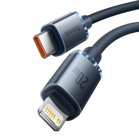 Baseus Καλώδιο usb-c σε Lightning Crystal Shine, 20w, pd, 2m (Μαύρο)