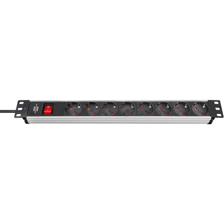 Brennenstuhl alu-Line Πολύπριζο Ασφαλείας για Rack 19" 1u 8 Θέσεων με Διακόπτη και Καλώδιο 2m/ H05vv-f/ 3g1,5 Black/silver (1390007018) (Bnn1390007018)