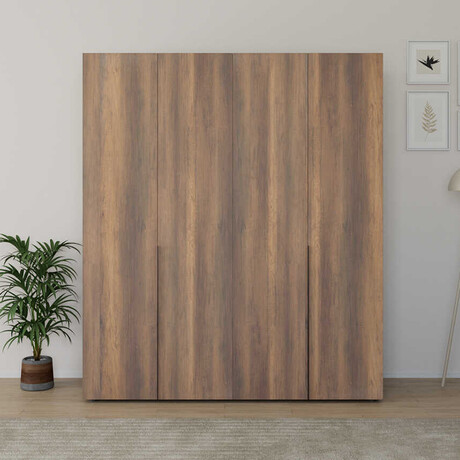 Ντουλάπα Ρούχων Oryana Megapap Τετράφυλλη Χρώμα Καρυδί 180x62x210εκ.