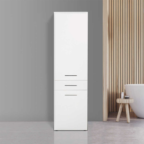 Ντουλάπι με Καλάθι Απλύτων Diamond Megapap Χρώμα Λευκό Gloss 52x38x187εκ.