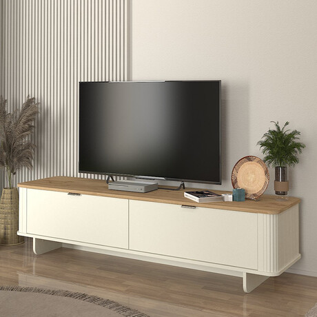 Έπιπλο Τηλεόρασης Bohema Megapap Χρώμα Ivory - Sepet oak 180x47x45,6εκ.