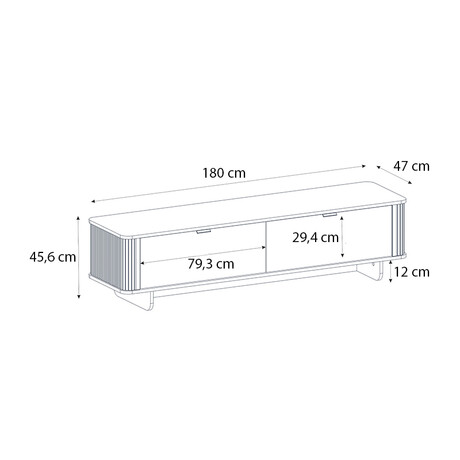 Έπιπλο Τηλεόρασης Bohema Megapap Χρώμα Ivory - Sepet oak 180x47x45,6εκ.