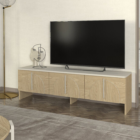 Έπιπλο Τηλεόρασης Rebel Megapap Χρώμα Rota oak - Sandstone 150x35x45εκ.