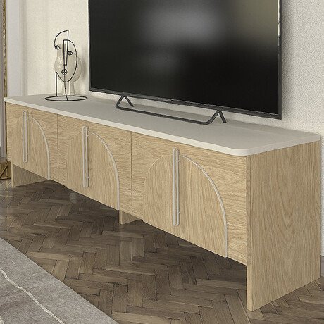Έπιπλο Τηλεόρασης Rebel Megapap Χρώμα Rota oak - Sandstone 150x35x45εκ.