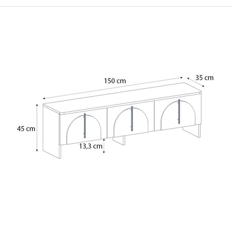 Έπιπλο Τηλεόρασης Rebel Megapap Χρώμα Rota oak - Sandstone 150x35x45εκ.