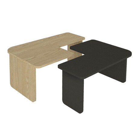 Τραπεζάκι Σαλονιού σετ 2τμχ Lava Megapap Χρώμα Rota oak - Ανθρακί 75x48,5x35,6εκ.