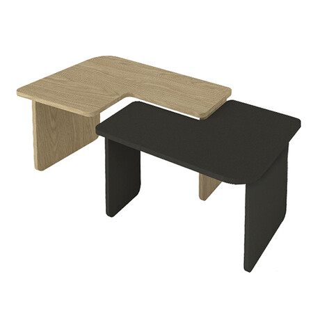 Τραπεζάκι Σαλονιού σετ 2τμχ Lava Megapap Χρώμα Rota oak - Ανθρακί 75x48,5x35,6εκ.