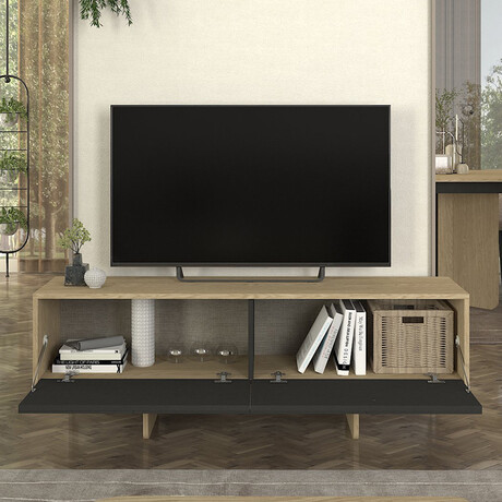 Έπιπλο Τηλεόρασης Lava Megapap Χρώμα Rota oak - Ανθρακί 150x35x51,3εκ.