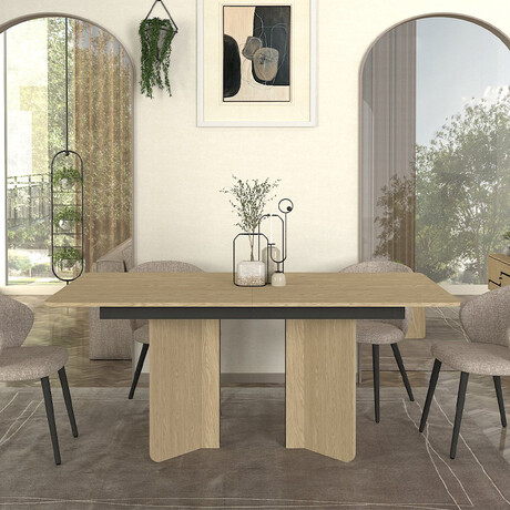 Τραπέζι Lava Megapap Χρώμα Rota oak - Ανθρακί 180x90x76,8εκ.