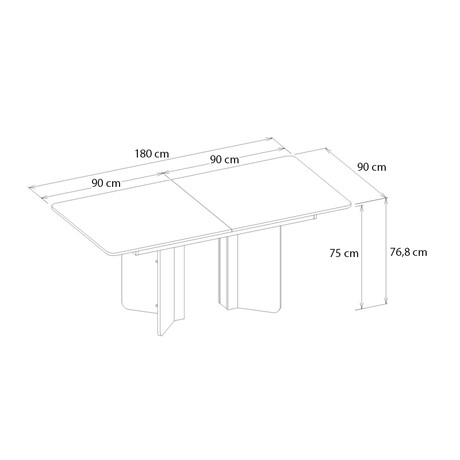 Τραπέζι Lava Megapap Χρώμα Rota oak - Ανθρακί 180x90x76,8εκ.