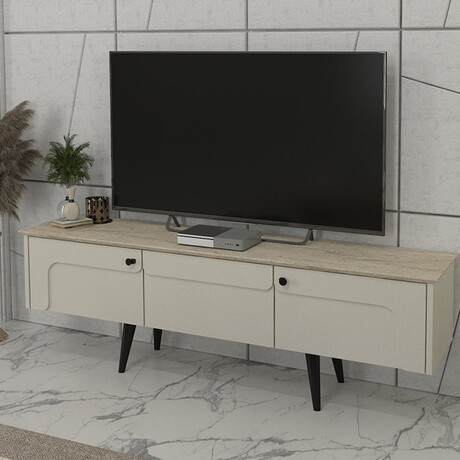 Έπιπλο Τηλεόρασης Sevilla Megapap Χρώμα Sandstone - Travertine 150x35x45,6εκ.