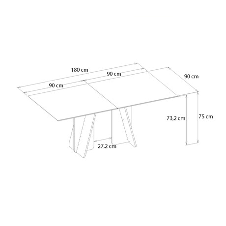 Τραπέζι Sevilla Megapap Χρώμα Sandstone - Travertine 180x90x75εκ.