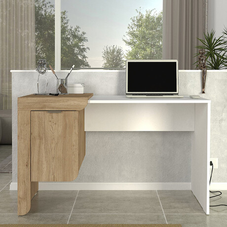 Γραφείο Εργασίας Dario Megapap Χρώμα Sepet oak - Λευκό 120x60x73,2εκ.