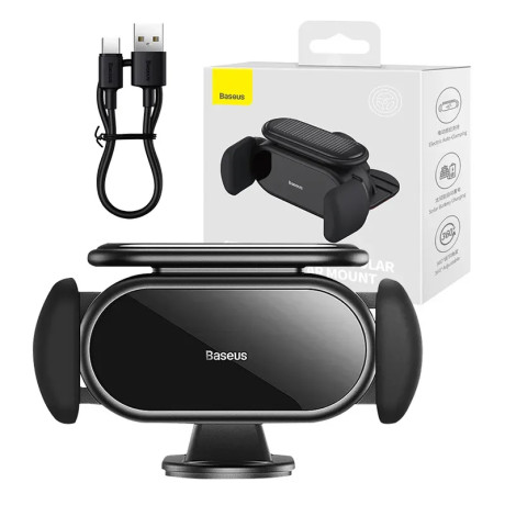 Baseus Βάση Κινητού για το Αυτοκίνητο με Ασύρματη Φόρτιση & Ηλιακό Φορτιστή Steel Cannon pro (Μαύρο)