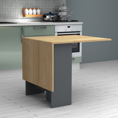 Τραπέζι Pepe Megapap Επεκτεινόμενο Χρώμα Ανθρακί - Φυσικό Οξιάς 28(56+56)x77x75εκ.