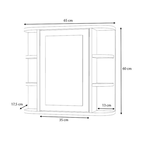 Καθρέπτης Μπάνιου Diro Μegapap Χρώμα Λευκό 65x17,5x60εκ.