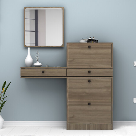 Έπιπλο Εισόδου Pego Megapap Χρώμα Καρυδί 130x30x123,3εκ.