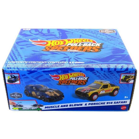 Mattel hot Wheels: Pull-Back Speeders - Muscle and Blown &Amp; Porsche 914 Safari (Hwh54)